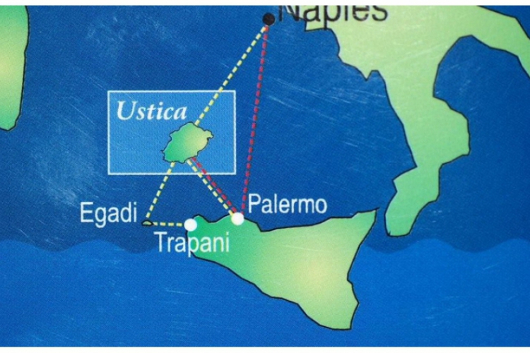 Mapa podróży z Sycylii na Ustice