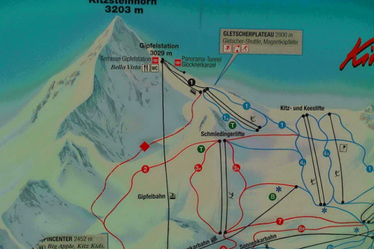 Mapka tras na lodowcu